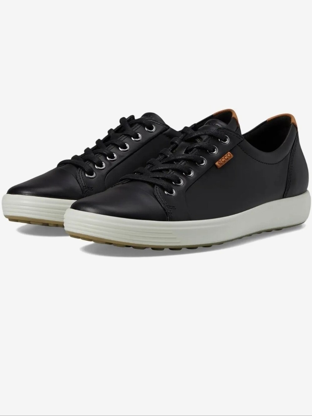 ECCO Women's Soft 7 Leather Nubuck Lace Up Round Toe Sneaker In Black Size 9